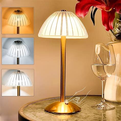 Portable Mushroom LED Table Lamp With Touch Sensor 3 Color Dimmable