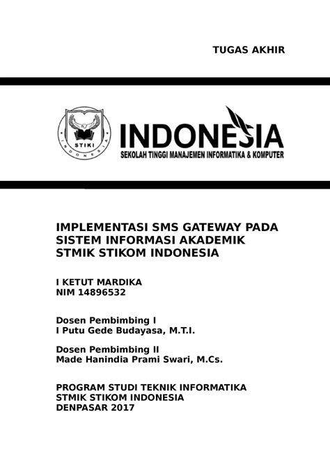 Template Pendahuluan Tugas Akhir Tugas Akhir Implementasi Sms Gateway Pada Sistem Informasi