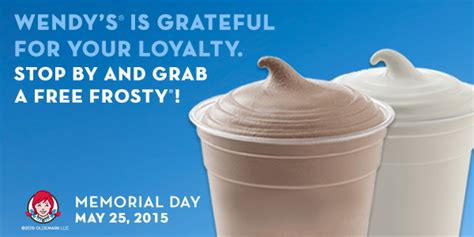 Free Small Frosty at Wendy's on Memorial Day!