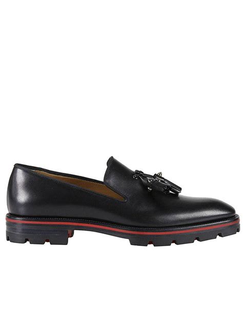 CHRISTIAN LOUBOUTIN Luglion Leather Venetian Loafers in Black | ModeSens