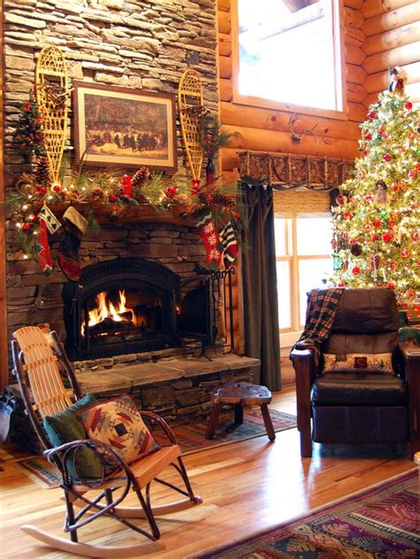 Entertaining Log Cabin Christmas Christmas Fireplace Christmas