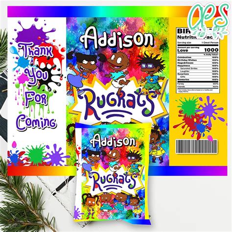 African American Rugrats Birthday Chip Bag Digital File Printable