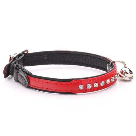 Crystalised Red Leather Cat Collar with Diamante Crystals