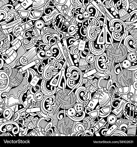 Handmade Hand Drawn Doodles Seamless Pattern Vector Image