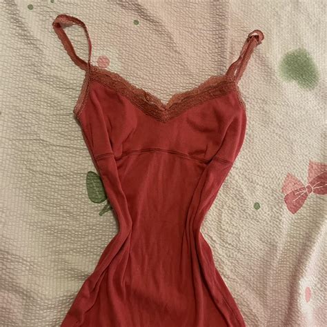 Y K Hot Pink Cami With Lace Trim From Hollister Depop