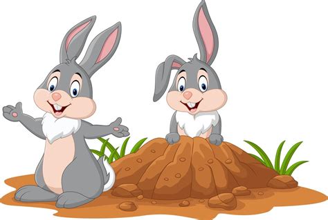 Coelhos Em Desenhos Animados - desenhos animados dois coelhos no buraco 5161896 Vetor no Vecteezy