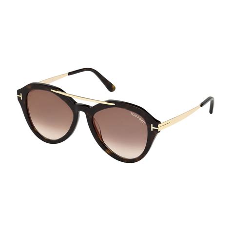 Tom Ford Womens Lisa Sunglasses Dark Havana Mirrored Brown Womens Designer