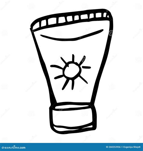 The Tube Of Sunscreen Doodle Sketch Vector Illustration SPF Sun Care