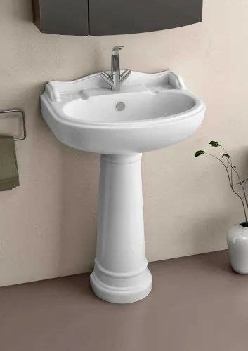 Ceramic White Eros Full Pedestal Wash Basin For Bathroom Model Opal