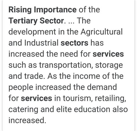 Explain The Rising Importance Of Tertiary Sector In Production