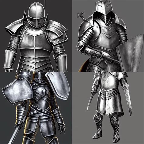 A Fantasy Knight Wearing Heavy Silver Plate Armor Stable Diffusion