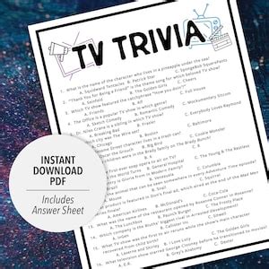 TV Trivia TV Trivia Game Printable Television Trivia Television Party ...