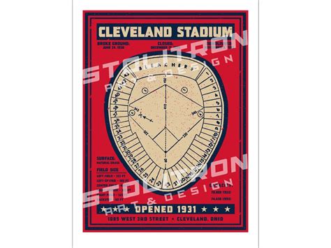 CLEVELAND STADIUM Seating Chart Diagram Poster 12x18, 18x24, or 24x36 ...