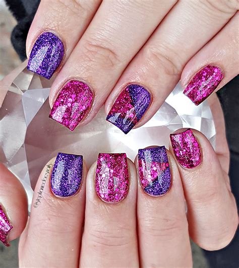 Purple and pink glitter acrylic nails | Purple glitter nails, Purple ...