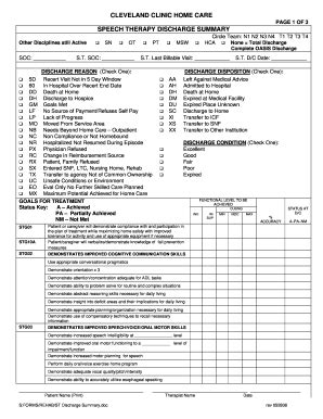 Fillable Online CLEVELAND CLINIC HOME CARE PAGE 1 OF 3 SPEECH THERAPY