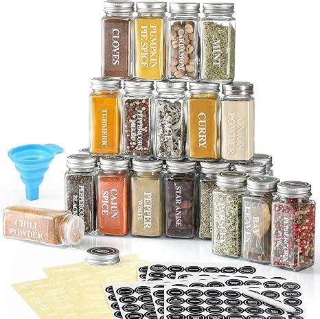 Amazon Aozita Pcs Glass Spice Jars Bottles Oz Empty Square