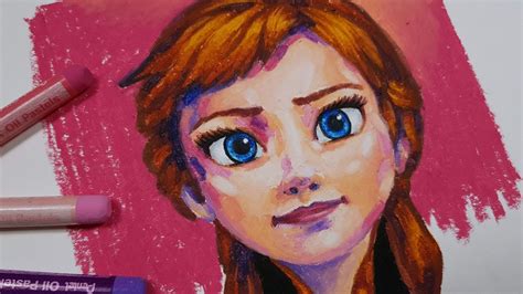 Frozen2 Anna Oil Pastels Drawing Youtube