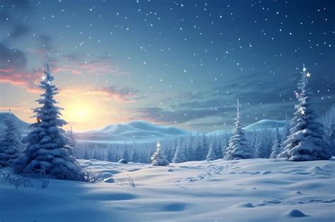 Premium Photo | Christmas background with snowy landscape