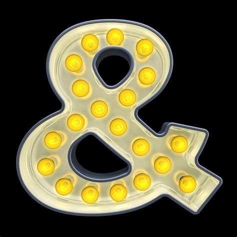 Premium Photo Light Bulb Ampersand Symbol Retro Glowing Font D Rendering