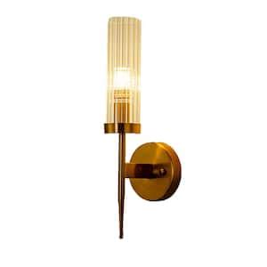 YANSUN 4 In 1 Light Modern Brushed Gold Wall Sconce Light With Clear