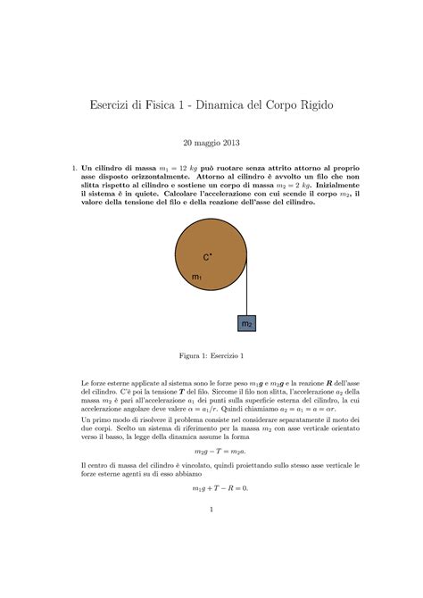 Dinamica Corpo Rigido Esercizi Di Fisica Dinamica Del Corpo