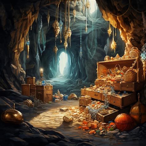 Premium AI Image | treasure in a bright cave