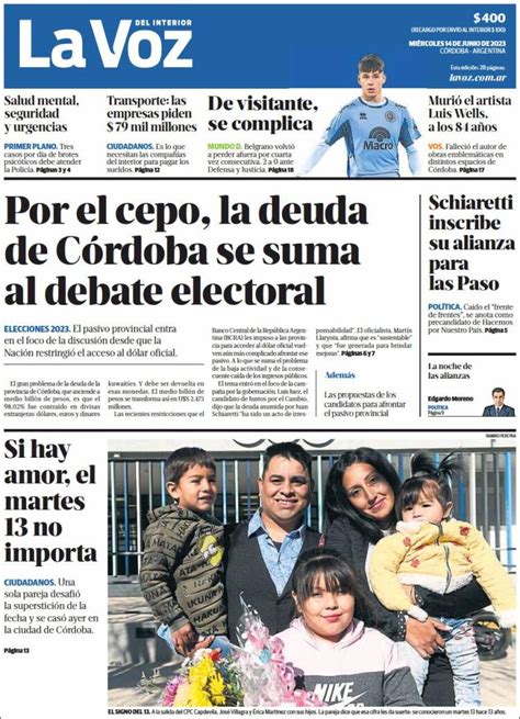 Periódico La Voz del Interior Argentina Periódicos de Argentina