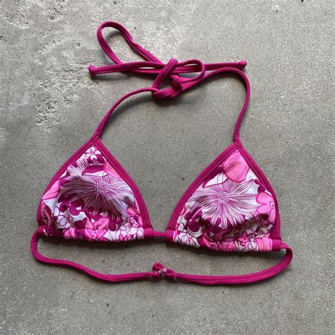 Vintage 90s Hobie Wave Pink Floral Bikini Swim Depop