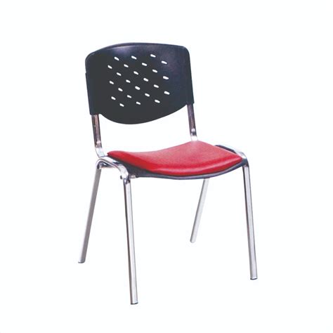 Stainless Steel Sk Red Black Visitor Chair For Office Without