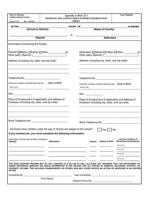 Form Cs 47 Download Fillable Pdf Or Fill Online Domestic Relations