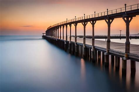 Premium Ai Image A Photograph Of A Pier With The Sun Setting Behind It