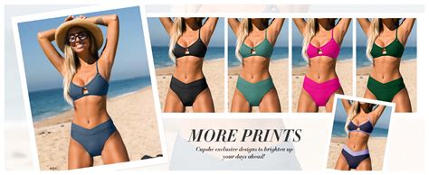 Amazon Cupshe Bikini Set For Women Two Piece Swimsuit Bandeau Top Back Tie Mid Waisted