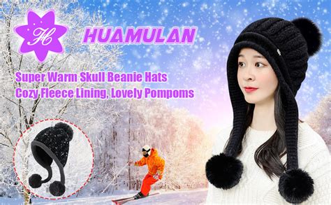 HUAMULAN Women Winter Sherpa Beanie Hats Knit Ear Flaps Peruvian Cover