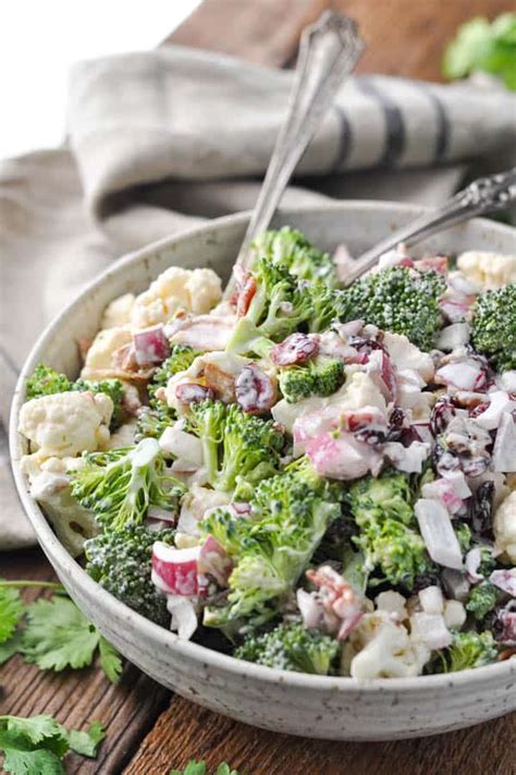 Healthy Broccoli Cauliflower Salad The Seasoned Mom