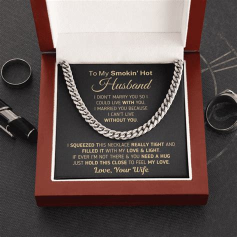 To My Smokin Hot Husband Necklace Gift I Married You Because I Can T Live Without You Wife To