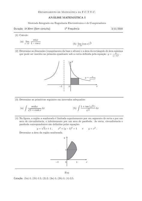 Prova Quest Es Departamento De Matem Atica Da F C T U An