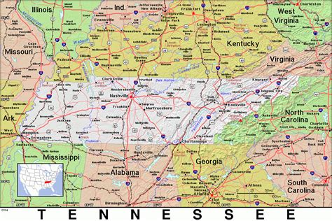 printable tennessee map  citieses adams printable map
