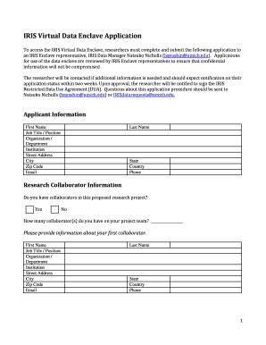 Fillable Online Iris Isr Umich IRIS Virtual Data Enclave Application