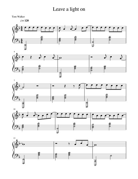 Leave A Light On Tom Walker Sheet Music For Piano Solo