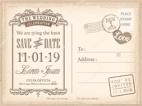 Vintage Postcard Save The Date Template | Creative Design Templates