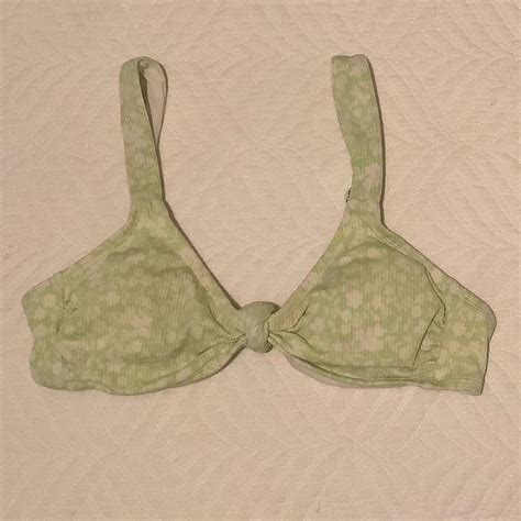 Xhilaration Women S Green And White Bikini And Tankini Tops Depop