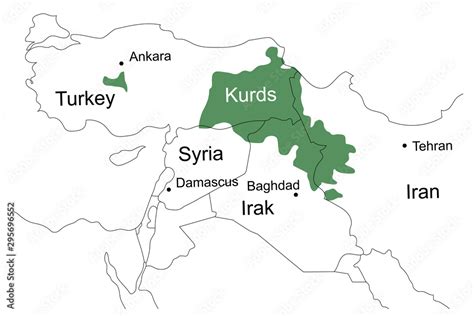 Location of the Kurds on the map of the Middle East Stock Vector ...