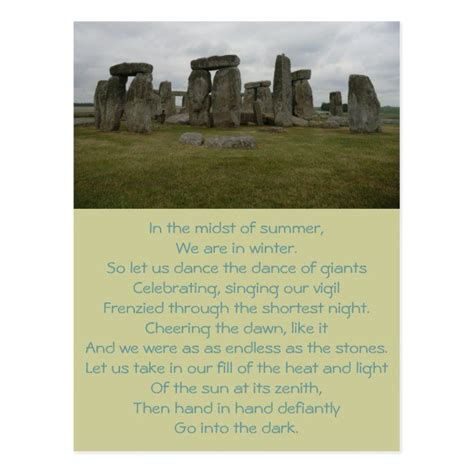 Stonehenge Summer Solstice Poem Postcard Summer Solstice