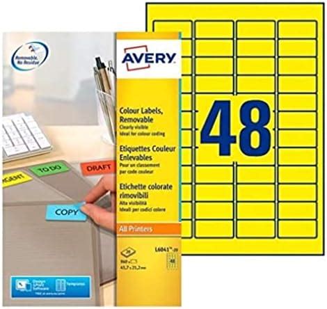 AVERY Pochette de 960 étiquettes jaunes autocollantes et amovibles