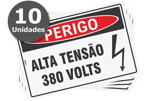 Placa Indicativa Aviso Perigo Alta Tensão 380 Volts Kit C 10 Frete grátis