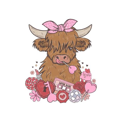 Highland Cow Valentine Png Highland Cow Png Heifer Valentine Png