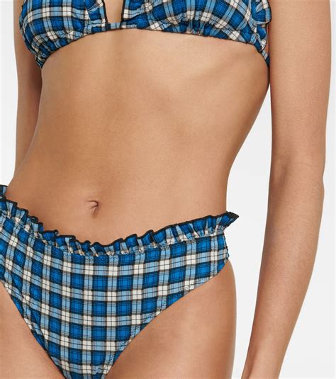 Ganni Checked Low Rise Bikini Bottoms Ganni