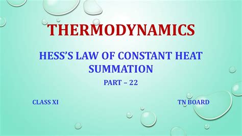 Thermodynamics Class 11 Part 22 Hesss Law Of Constant Heat Summation