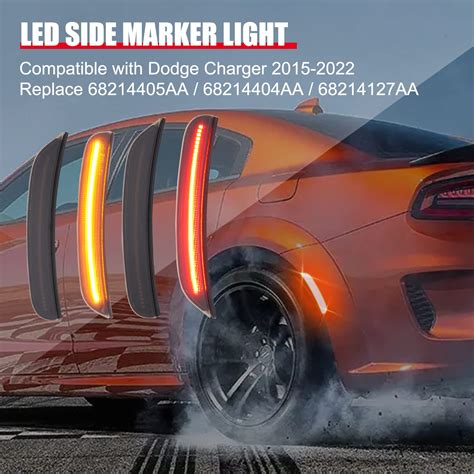 Temsone Charger Side Marker Lights Assembly Kit Compatible With 2015 2022 Dodge Charger Led