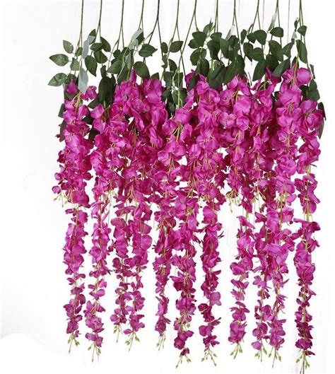 12pcs Artificial Silk Wisteria Vine Ratta Silk Hanging Flower Wedding